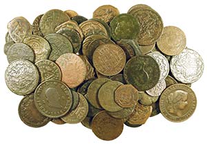 Lote de 95 monedas en cobre, casi todas ... 