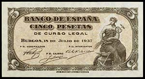 1937. 5 pesetas. (Ed. D25) (Ed. 424). 18 de ... 
