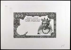 100 pesetas. Prueba de grabado del anverso ... 
