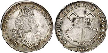 1727.  Austria.  Carlos VI.  Ypres. Jetón.  ... 
