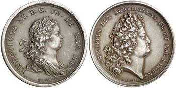 1715. Francia. Luis XV. Felipe de Orleans, ... 