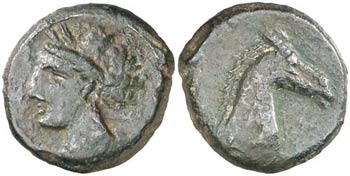 (300-260 a.C.). Incierta Sículo-Púnica. AE ... 