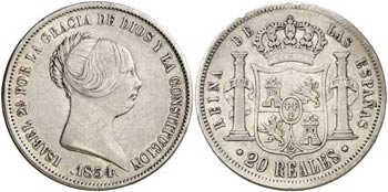 1854. Isabel II. Madrid. 20 reales. (AC. ... 