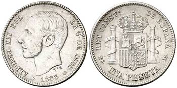 1883*--83. Alfonso XII. MSM. 1 peseta. (AC. ... 