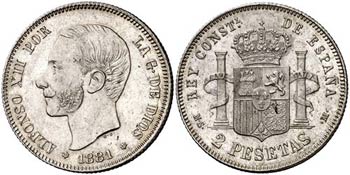 1881*1881. Alfonso XII. MSM. 2 pesetas. (AC. ... 