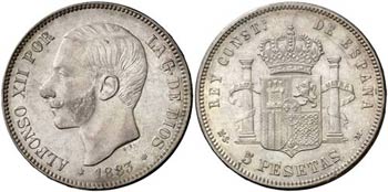 1883*188-. Alfonso XII. MSM. 5 pesetas. (AC. ... 