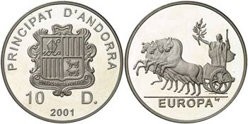 2001. Andorra. 10 diners. (Kr. 172). 31,50 ... 