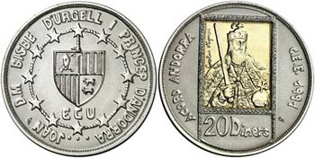 1991. Andorra. 20 diners. (Kr. 72). 26,69 g. ... 