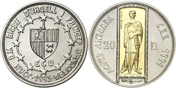 1993. Andorra. 20 diners. (Kr. 90). 26,32 g. ... 