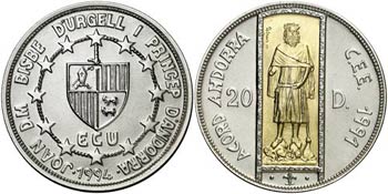 1994. Andorra. 20 diners. (Kr. 100). 26,54 ... 