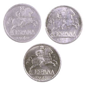 1940 a 1953. Franco. 10 céntimos. Lote de 3 ... 