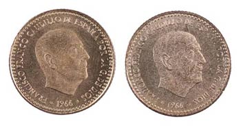 1966*1972 y 1975. Franco. 1 peseta. Lote de ... 