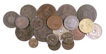 Lote de 20 monedas, la mayoría en cobre, ... 