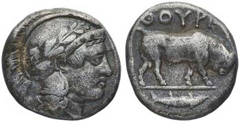 (443-410 a.C.). Italia. Turium. Didracma. ... 