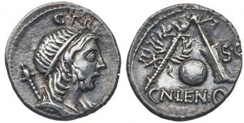 (hacia 76-75 a.C.). Gens Cornelia. Denario. ... 