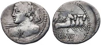 (hacia 84 a.C.). Gens Licinia. Denario. ... 
