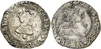 1555. Carlos I. Sicilia. CM. 4 taris (Vti. ... 