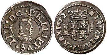 1662. Felipe IV. Coruña. R. 8 maravedís. ... 
