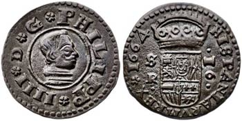 1664. Felipe IV. Sevilla. R. 16 maravedís. ... 
