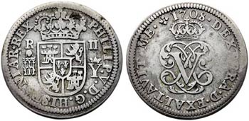 1708. Felipe V. Segovia. Y. 2 reales. (AC. ... 