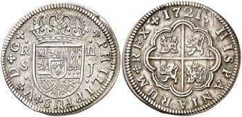 1721. Felipe V. Sevilla. J. 2 reales. (AC. ... 