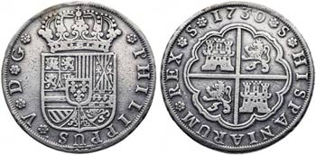 1730. Felipe V. Sevilla. 8 reales. (AC. ... 