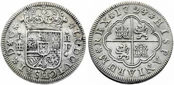 1724. Luis I. Segovia. F. 2 reales. (AC. ... 