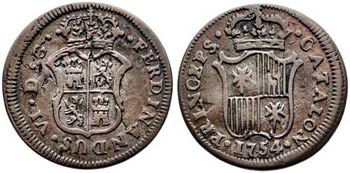 1754. Fernando VI. Barcelona. 1 ardit. (AC. ... 