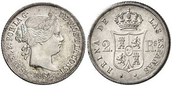 1864. Isabel II. Sevilla. 2 reales. (AC. ... 