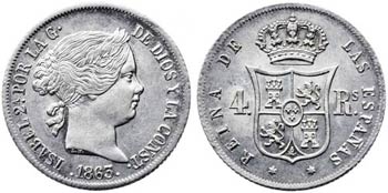 1863. Isabel II. Madrid. 4 reales. (AC. ... 