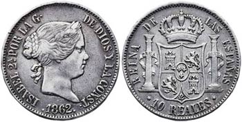 1862. Isabel II. Madrid. 10 reales. (AC. ... 