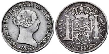 1852. Isabel II. Sevilla. 10 reales. (AC. ... 