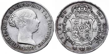 1850. Isabel II. Madrid. CL. 20 reales. (AC. ... 