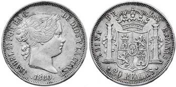 1860. Isabel II. Madrid. 20 reales. (AC. ... 