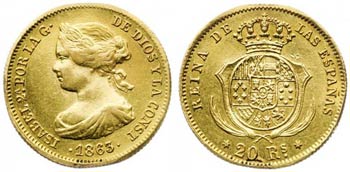 1863/1. Isabel II. Madrid. 20 reales. (AC. ... 