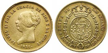 1851. Isabel II. Madrid. CL. Doblón de 100 ... 