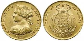 1859. Isabel II. Barcelona. 100 reales. (AC. ... 