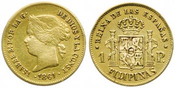 1861. Isabel II. Manila. 1 peso. (AC. 820). ... 