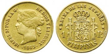 1865. Isabel II. Manila. 1 peso. (AC. 829). ... 