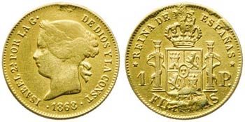 1868. Isabel II. Manila. 1 peso. (AC. 833). ... 