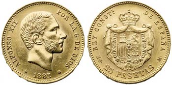 1882*1882. Alfonso XII. MSM. 25 pesetas. ... 