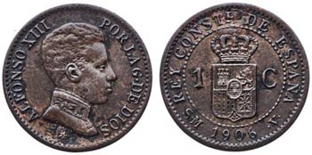 1906*6 Alfonso XIII. SMV. 1 céntimo. (AC. ... 