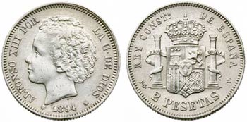 1894*1894. Alfonso XIII. PGV. 2 pesetas. ... 