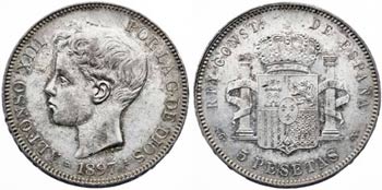 1897*1897. Alfonso XIII. SGV. 5 pesetas. ... 