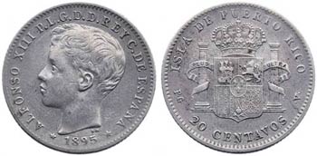 1895. Alfonso XIII. Puerto Rico. PGV. 20 ... 