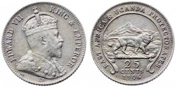 1906. África del Este. Eduardo VII. 25 ... 