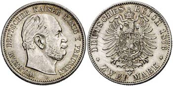 1876. Alemania. Prusia. Guillermo I. C ... 