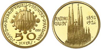 1990. Andorra. 50 diners. (Fr. 9) (Kr. 64). ... 