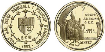 1992. Andorra. 25 diners. (Fr. 16) (Kr. 73). ... 