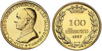 1987. Andorra. 100 diners. (Fr. 3) (Kr. 41). ... 